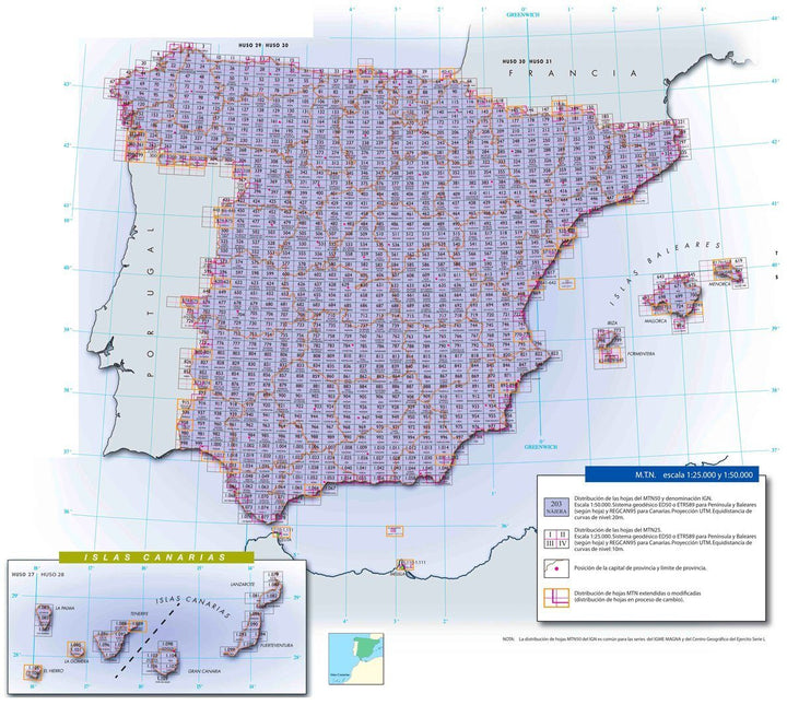 Carte topographique de l'Espagne - Anchuras, n° 0709 | CNIG - 1/50 000 carte pliée CNIG 