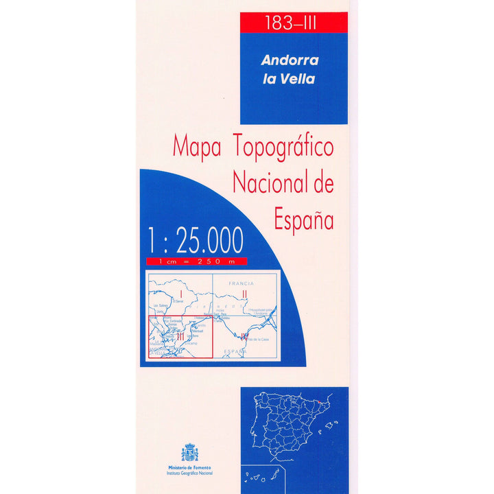 Carte topographique de l'Espagne - Andorra la Vella, n° 0183.3 | CNIG - 1/25 000 carte pliée CNIG 