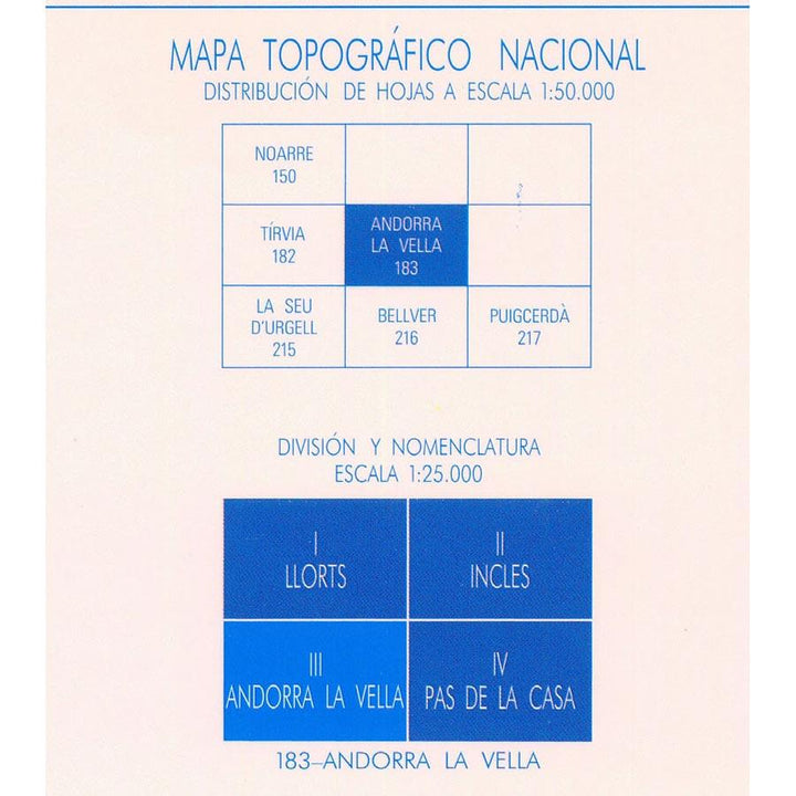 Carte topographique de l'Espagne - Andorra la Vella, n° 0183.3 | CNIG - 1/25 000 carte pliée CNIG 