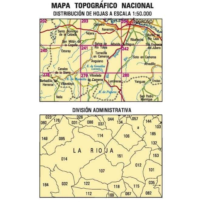 Carte topographique de l'Espagne - Anguiano, n° 0241 | CNIG - 1/50 000 carte pliée CNIG 