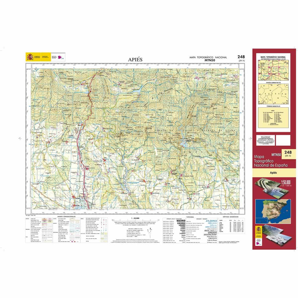 Carte topographique de l'Espagne - Apiés, n° 0248 | CNIG - 1/50 000 carte pliée CNIG 