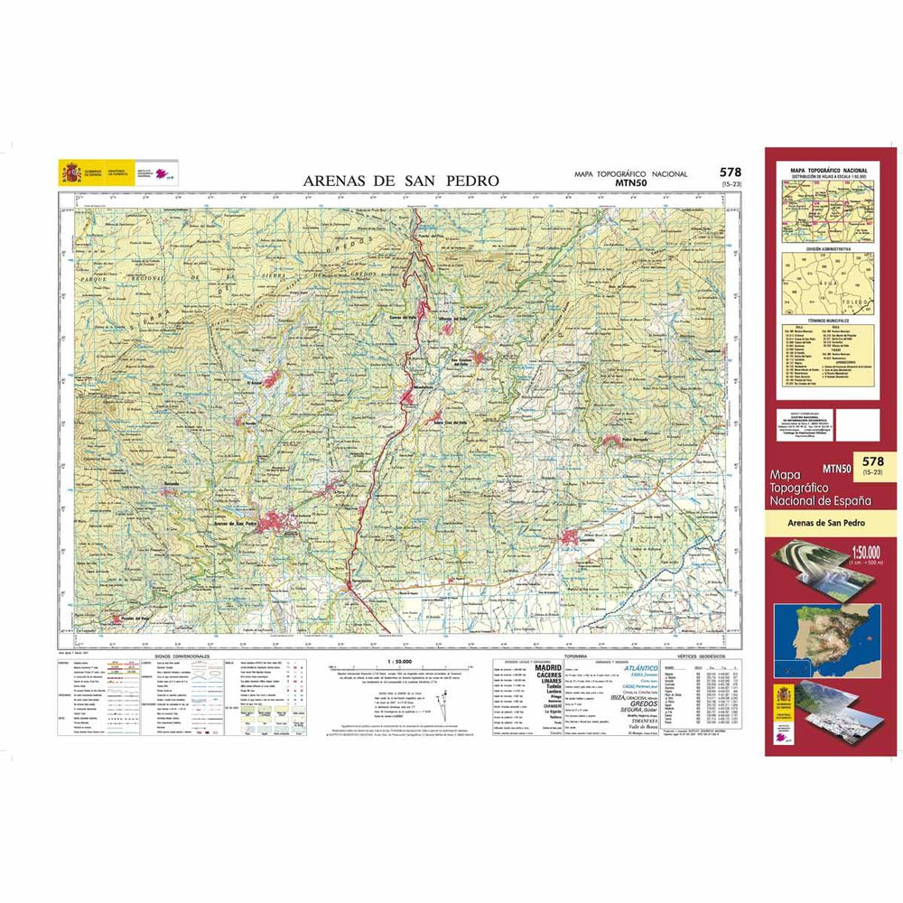 Carte topographique de l'Espagne - Arenas de San Pedro, n° 0578 | CNIG - 1/50 000 carte pliée CNIG 