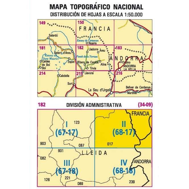 Carte topographique de l'Espagne - Àreu, n° 0182.2 | CNIG - 1/25 000 carte pliée CNIG 