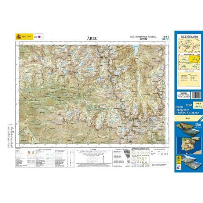 Carte topographique de l'Espagne - Àreu, n° 0182.2 | CNIG - 1/25 000 carte pliée CNIG 