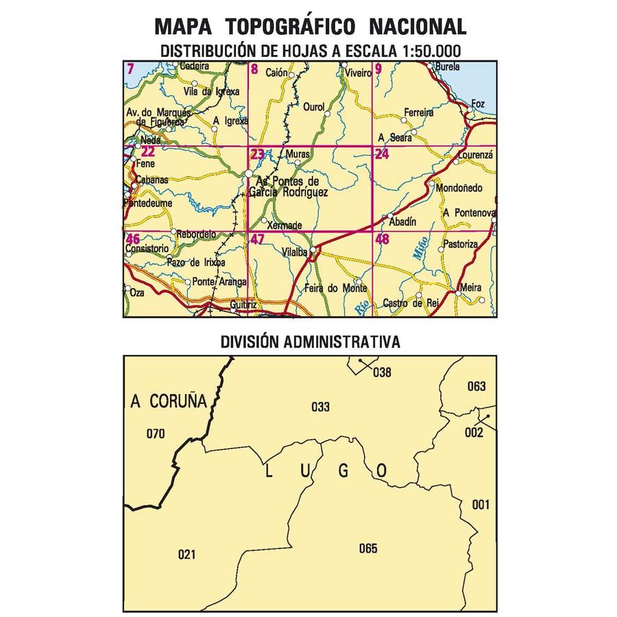 Carte topographique de l'Espagne - As Pontes de García Rodrig., n° 0023 | CNIG - 1/50 000 carte pliée CNIG 