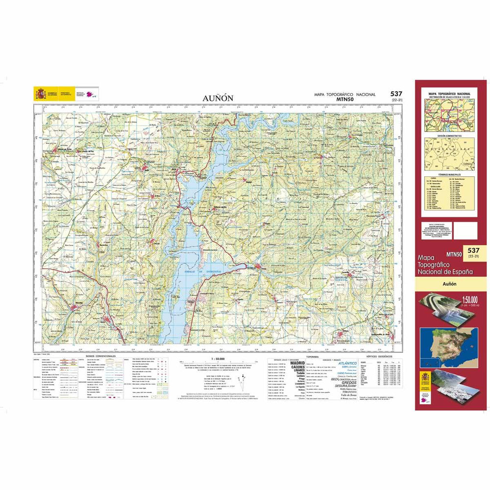 Carte topographique de l'Espagne - Auñón, n° 0537 | CNIG - 1/50 000 carte pliée CNIG 