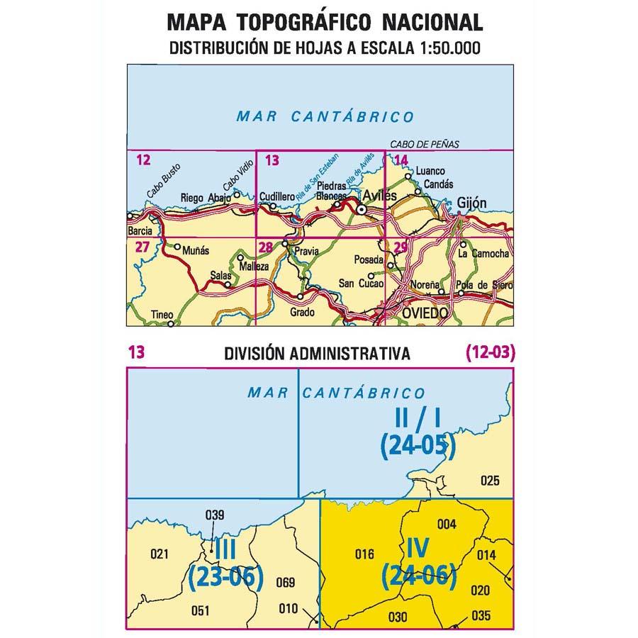 Carte topographique de l'Espagne - Avilés, n° 0013.4 | CNIG - 1/25 000 carte pliée CNIG 