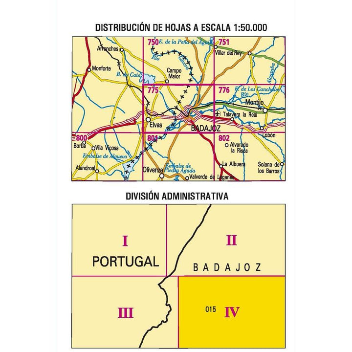 Carte topographique de l'Espagne - Badajoz, n° 0775.4 | CNIG - 1/25 000 carte pliée CNIG 