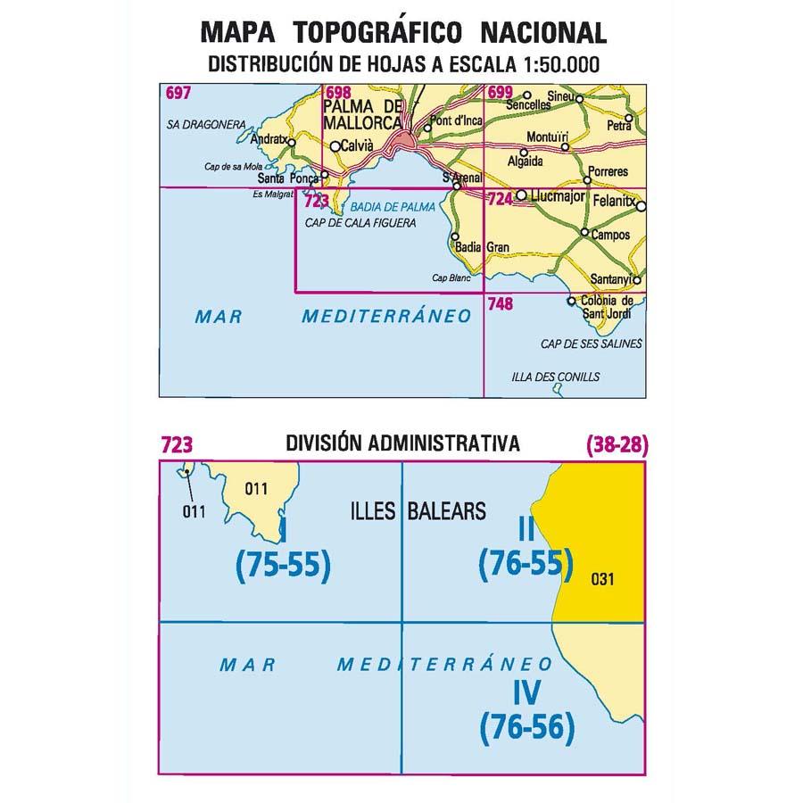 Carte topographique de l'Espagne - Badia Gran (Mallorca), n° 0723.2 | CNIG - 1/25 000 carte pliée CNIG 