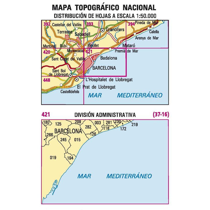 Carte topographique de l'Espagne - Barcelona, n° 0420 | CNIG - 1/50 000 carte pliée CNIG 