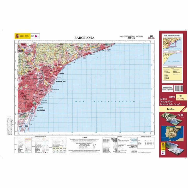 Carte topographique de l'Espagne - Barcelona, n° 0420 | CNIG - 1/50 000 carte pliée CNIG 