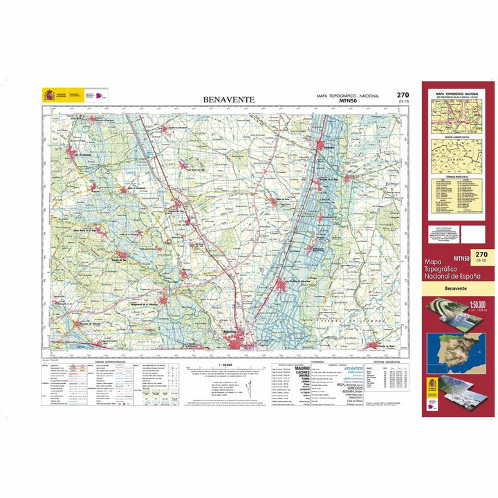 Carte topographique de l'Espagne - Benavente, n° 0270 | CNIG - 1/50 000 carte pliée CNIG 