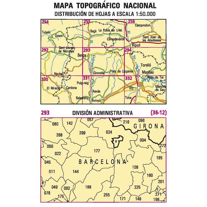 Carte topographique de l'Espagne - Berga, n° 0293 | CNIG - 1/50 000 carte pliée CNIG 