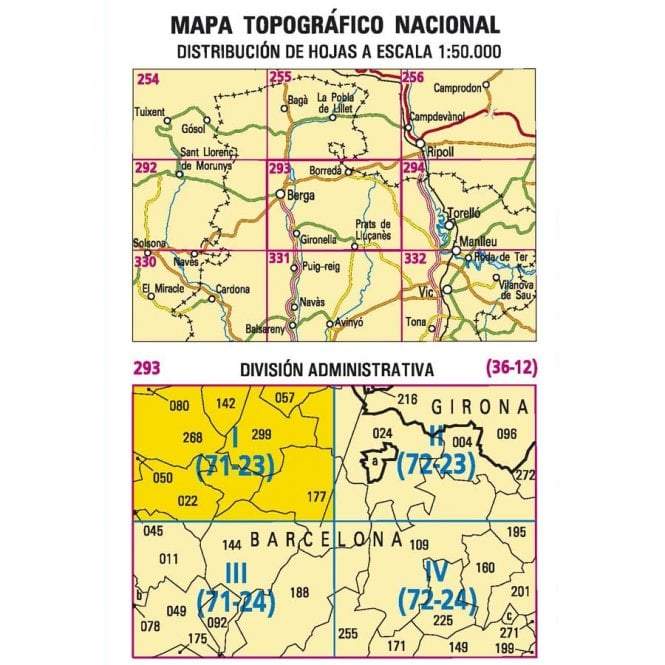 Carte topographique de l'Espagne - Berga, n° 0293.1 | CNIG - 1/25 000 carte pliée CNIG 