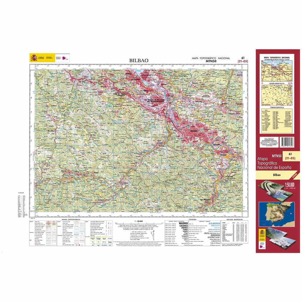 Carte topographique de l'Espagne - Bilbao, n° 0061 | CNIG - 1/50 000 carte pliée CNIG 