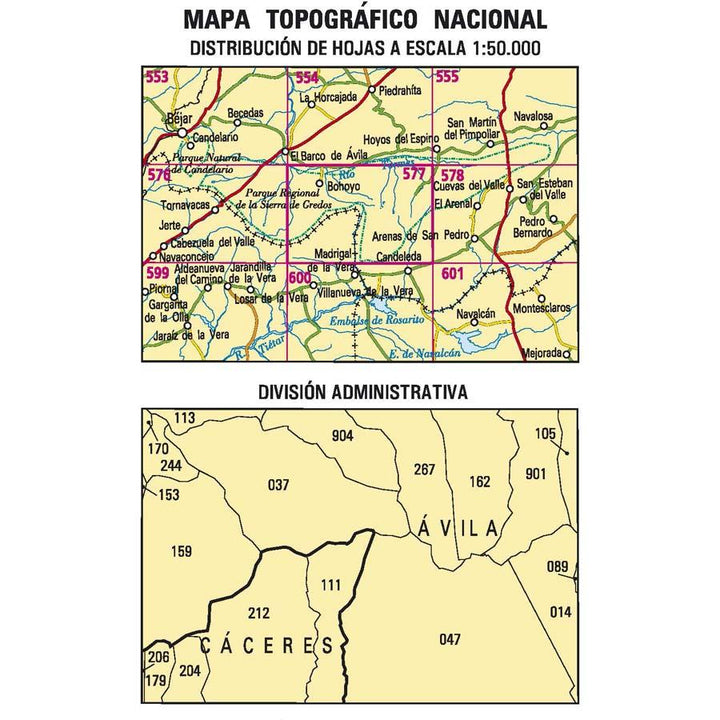 Carte topographique de l'Espagne - Bohoyo, n° 0577 | CNIG - 1/50 000 carte pliée CNIG 