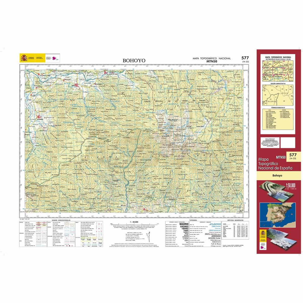 Carte topographique de l'Espagne - Bohoyo, n° 0577 | CNIG - 1/50 000 carte pliée CNIG 