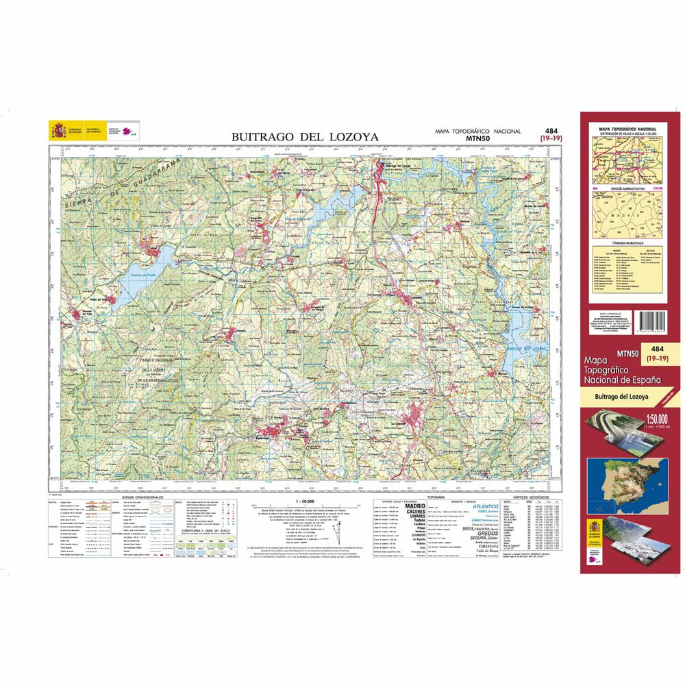 Carte topographique de l'Espagne - Buitrago del Lozoya, n° 0484 | CNIG - 1/50 000 carte pliée CNIG 