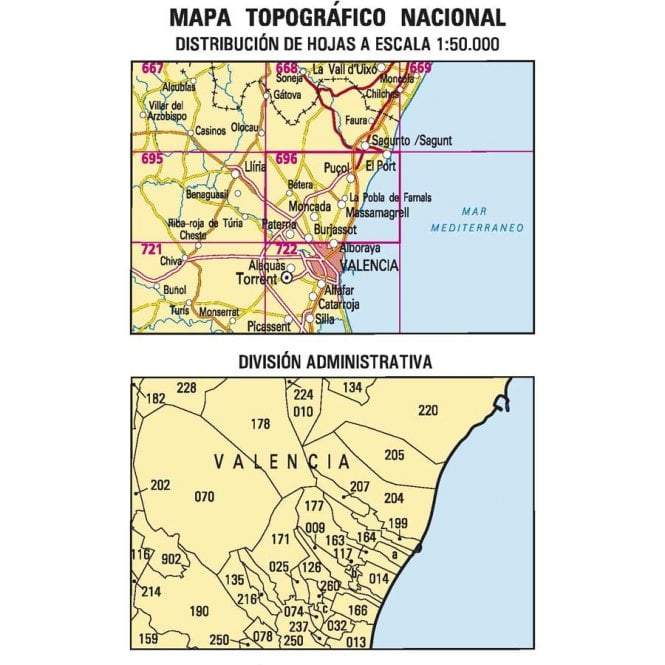 Carte topographique de l'Espagne - Burjassot, n° 696, n° 0696 | CNIG - 1/50 000 carte pliée CNIG 