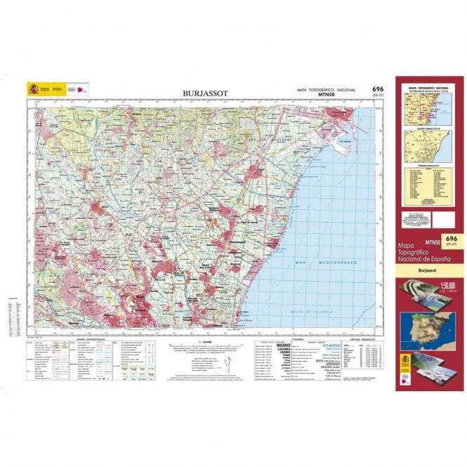 Carte topographique de l'Espagne - Burjassot, n° 696, n° 0696 | CNIG - 1/50 000 carte pliée CNIG 