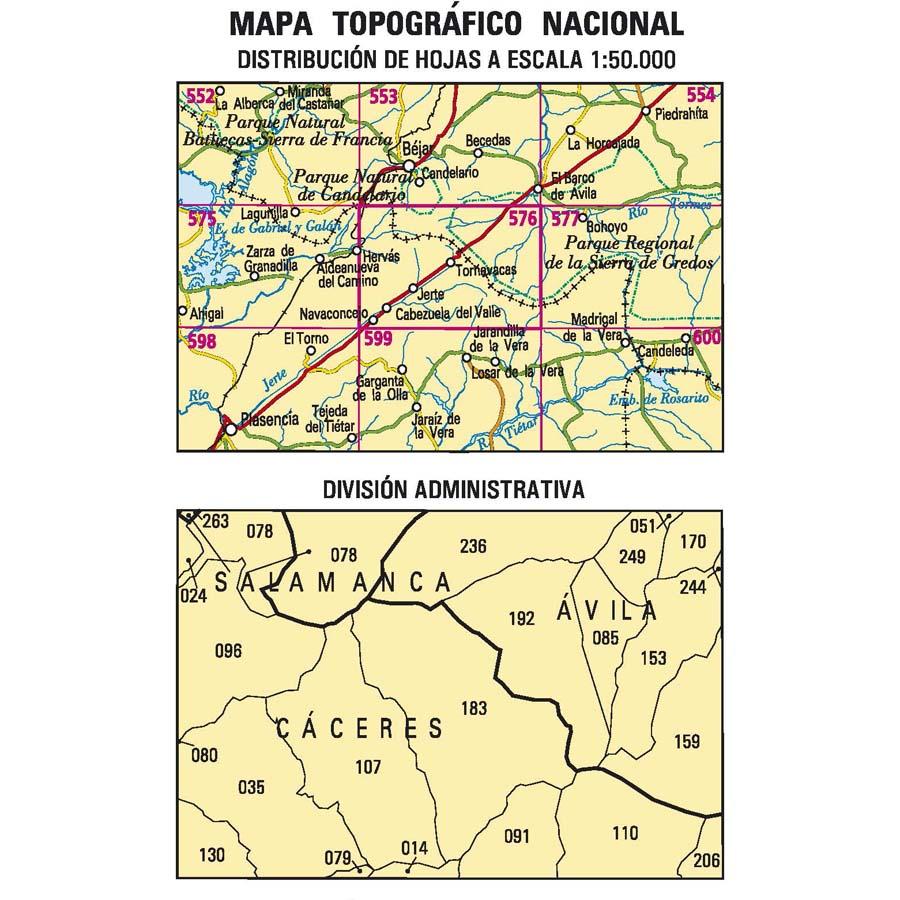 Carte topographique de l'Espagne - Cabezuela del Valle, n° 0576 | CNIG - 1/50 000 carte pliée CNIG 