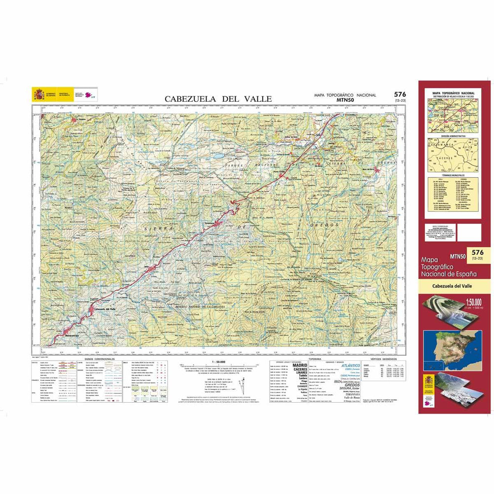 Carte topographique de l'Espagne - Cabezuela del Valle, n° 0576 | CNIG - 1/50 000 carte pliée CNIG 