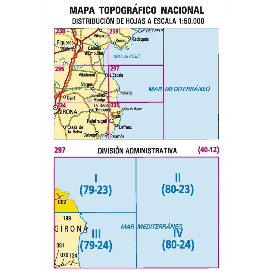 Carte topographique de l'Espagne - Cala Montgó, n° 0297.1 | CNIG - 1/25 000 carte pliée CNIG 