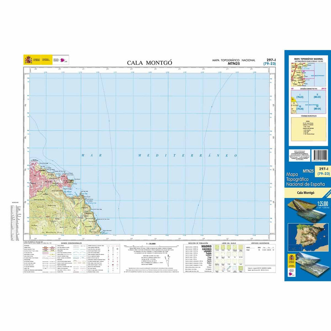 Carte topographique de l'Espagne - Cala Montgó, n° 0297.1 | CNIG - 1/25 000 carte pliée CNIG 