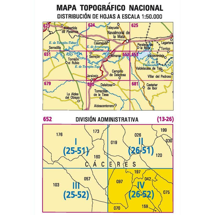 Carte topographique de l'Espagne - Campillo de Deleitosa, n° 0652.4 | CNIG - 1/25 000 carte pliée CNIG 