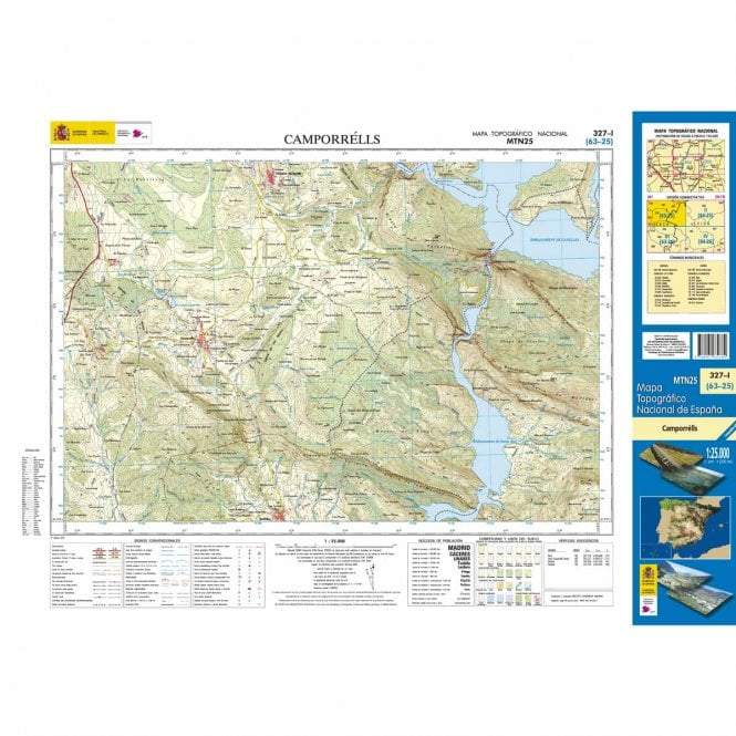 Carte topographique de l'Espagne - Camporrélls, n° 0327.1 | CNIG - 1/25 000 carte pliée CNIG 