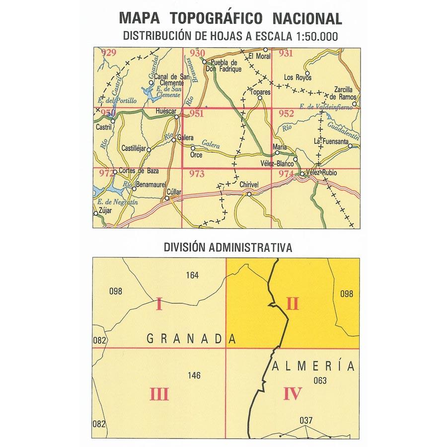 Carte topographique de l'Espagne - Cañadas de Cañepla, n° 0951.2 | CNIG - 1/25 000 carte pliée CNIG 