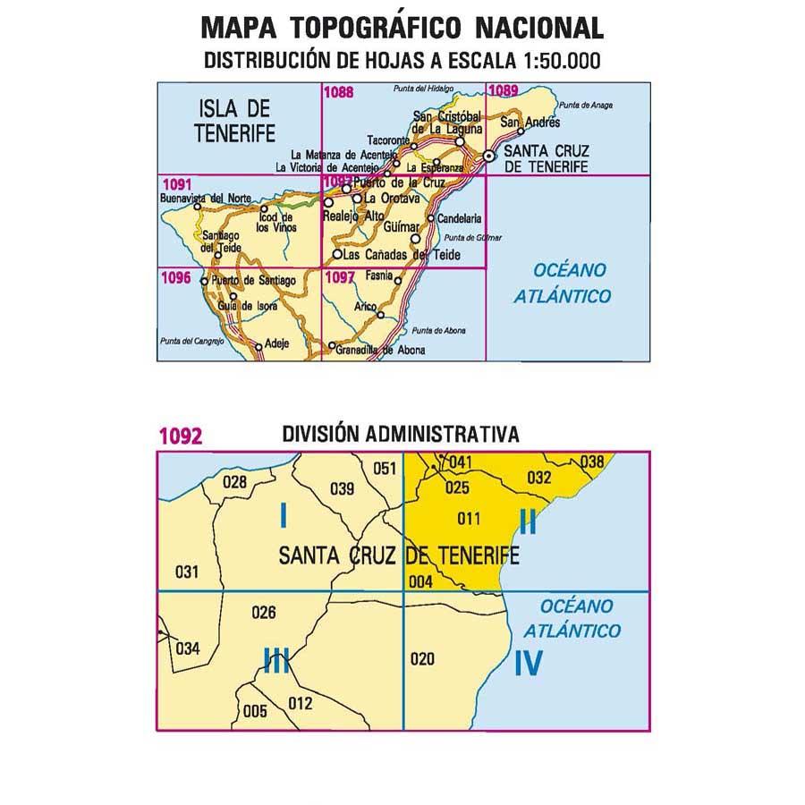 Carte topographique de l'Espagne - Candelaria (Tenerife), n° 1092.2 | CNIG - 1/25 000 carte pliée CNIG 