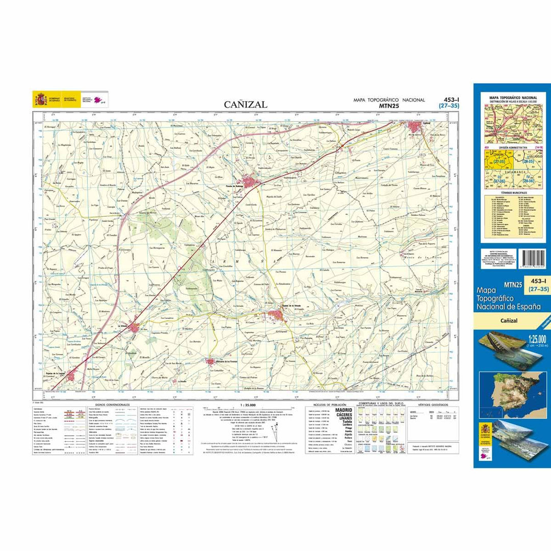 Carte topographique de l'Espagne - Cañizal, n° 0453.1 | CNIG - 1/25 000 carte pliée CNIG 