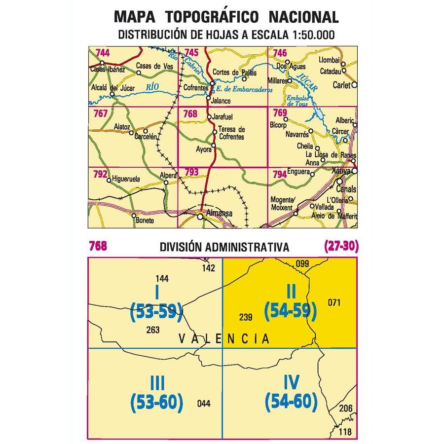 Carte topographique de l'Espagne - Caroch, n° 0768.2 | CNIG - 1/25 000 carte pliée CNIG 