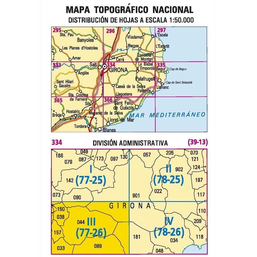 Carte topographique de l'Espagne - Cassá de la Selva, n° 0334.3 | CNIG - 1/25 000 carte pliée CNIG 