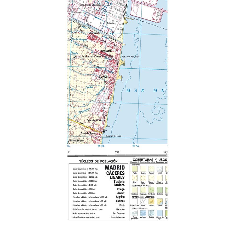 Carte topographique de l'Espagne - Castellón de la Plana, Castelló de la Plana, n° 0641.1/2 | CNIG - 1/25 000 carte pliée CNIG 