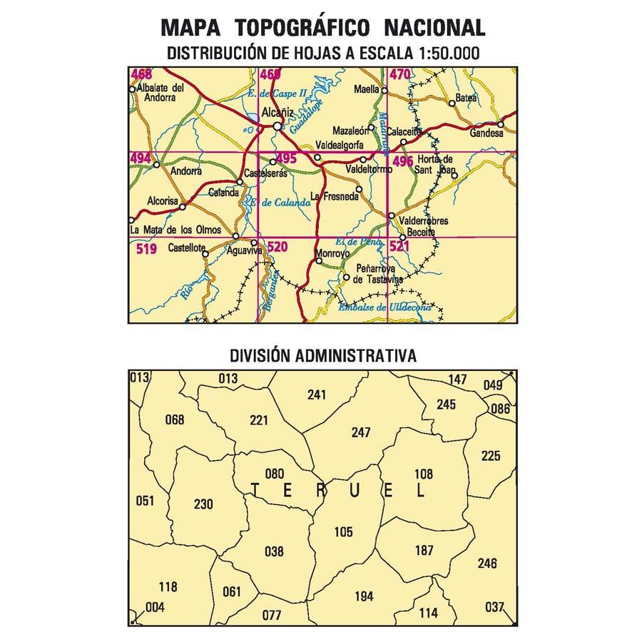 Carte topographique de l'Espagne - Castelseras, n° 0495 | CNIG - 1/50 000 carte pliée CNIG 