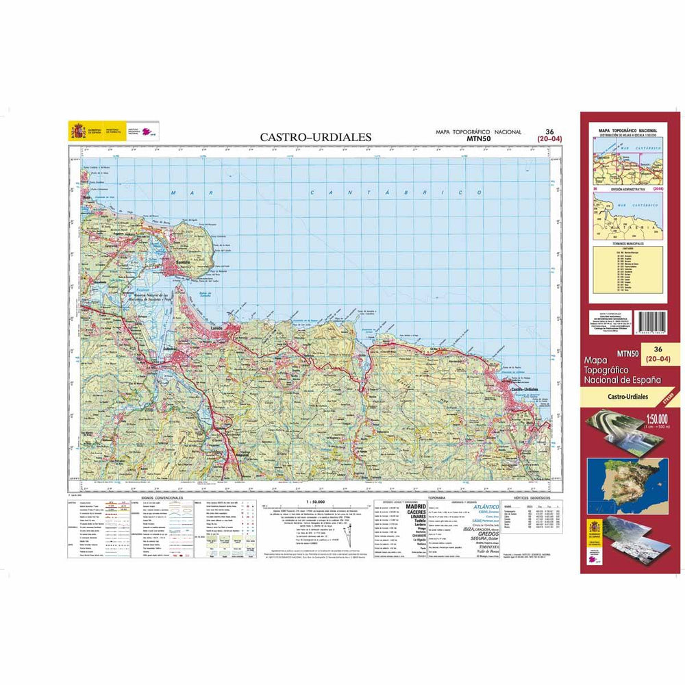 Carte topographique de l'Espagne - Castro-Urdiales, n° 0036 | CNIG - 1/50 000 carte pliée CNIG 
