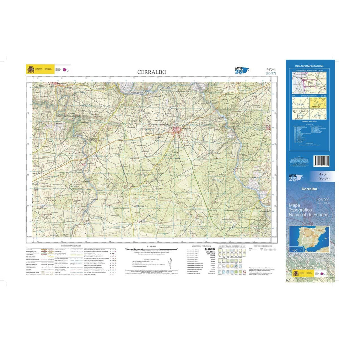 Carte topographique de l'Espagne - Cerralbo, n° 0475.2 | CNIG - 1/25 000 carte pliée CNIG 