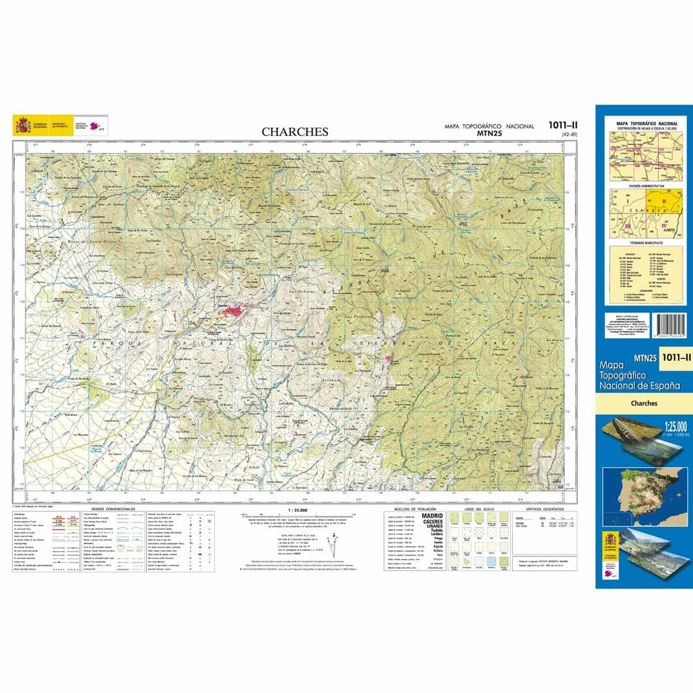 Carte topographique de l'Espagne - Charches, n° 1011.2 | CNIG - 1/25 000 carte pliée CNIG 