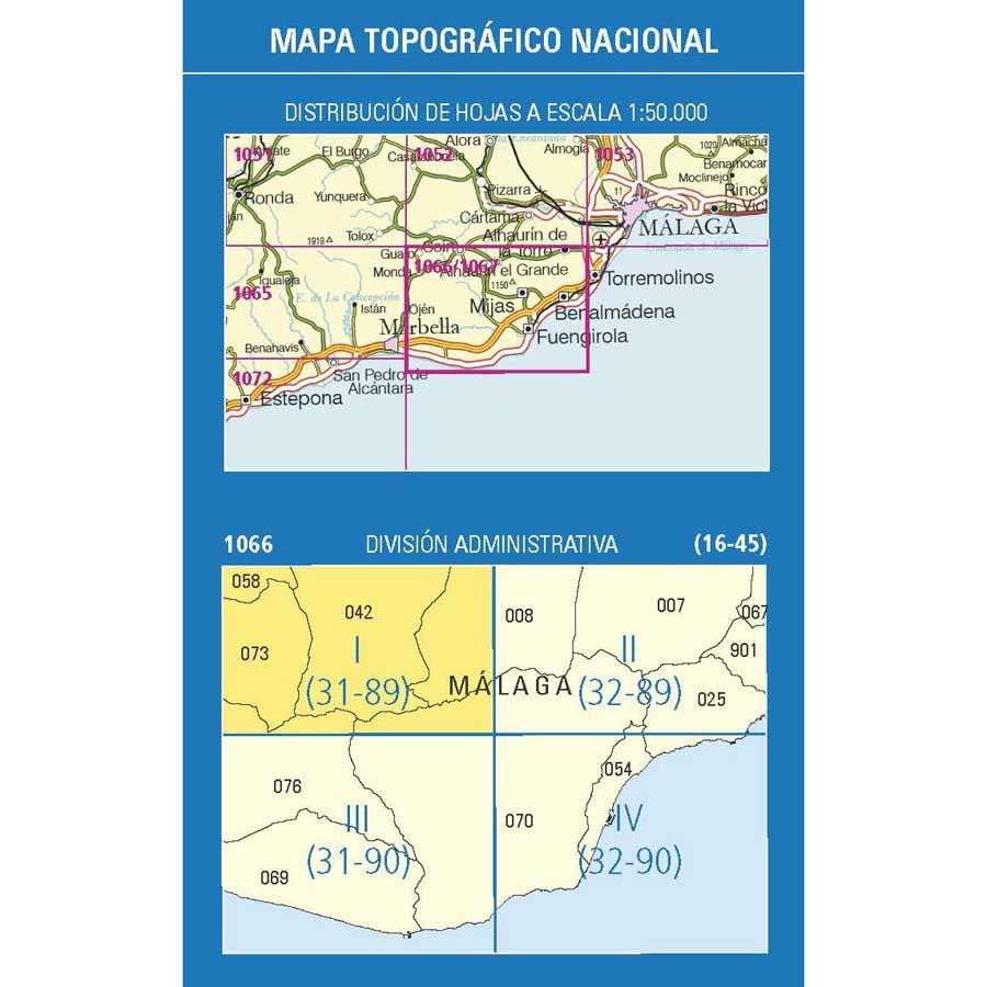 Carte topographique de l'Espagne - Coín, n° 1066.1 | CNIG - 1/25 000 carte pliée CNIG 