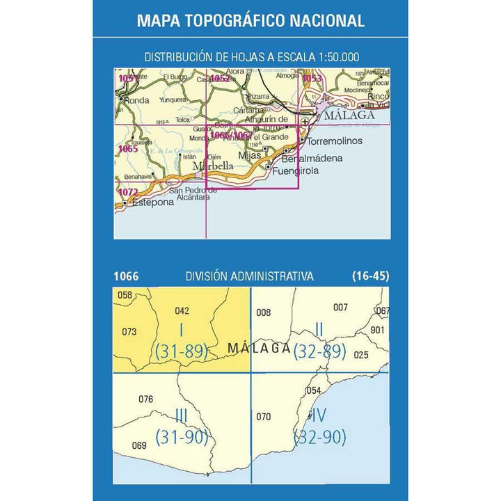 Carte topographique de l'Espagne - Coín, n° 1066.1 | CNIG - 1/25 000 carte pliée CNIG 