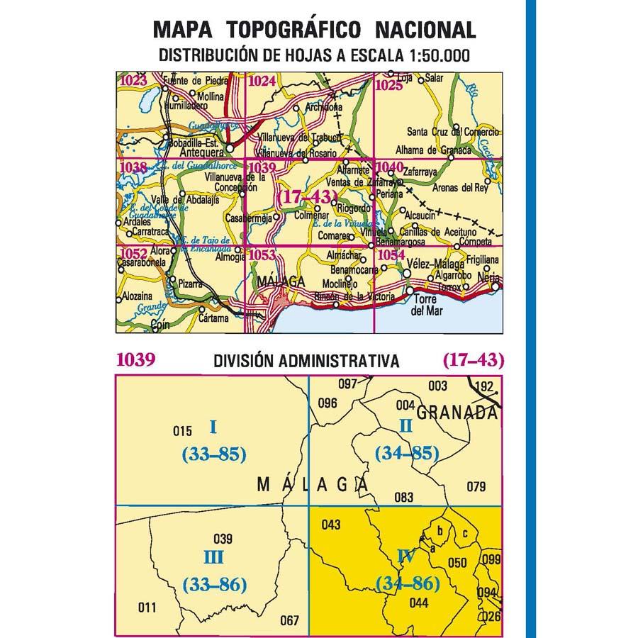 Carte topographique de l'Espagne - Colmenar, n° 1039.4 | CNIG - 1/25 000 carte pliée CNIG 