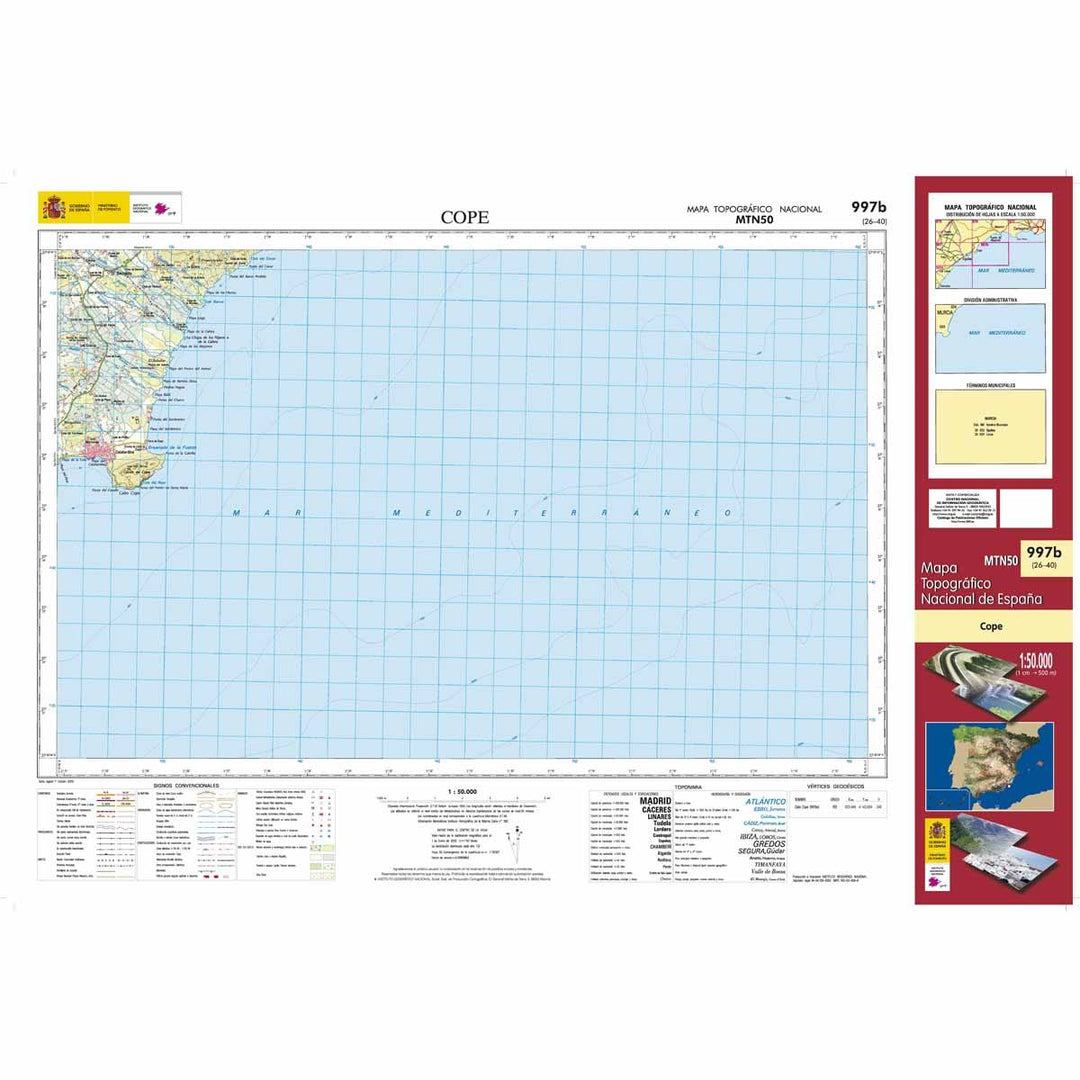 Carte topographique de l'Espagne - Cope, n° 0997B | CNIG - 1/50 000 carte pliée CNIG 