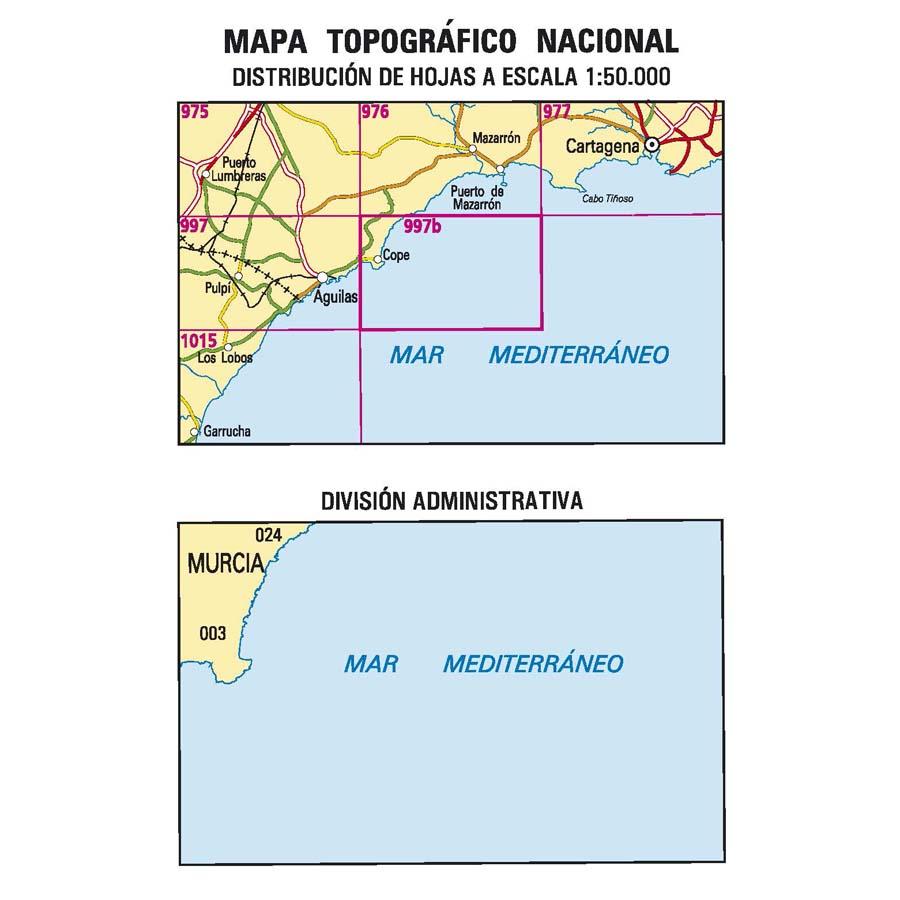 Carte topographique de l'Espagne - Cope, n° 0997B | CNIG - 1/50 000 carte pliée CNIG 