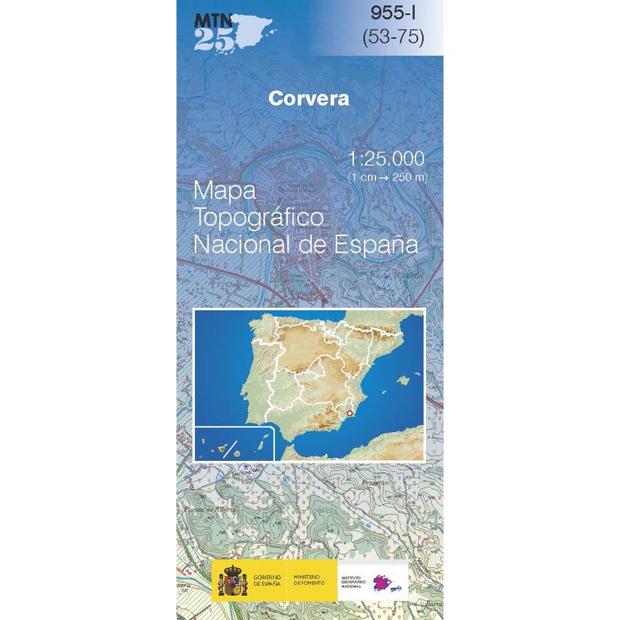 Carte topographique de l'Espagne - Corvera, n° 0955.1 | CNIG - 1/25 000 carte pliée CNIG 