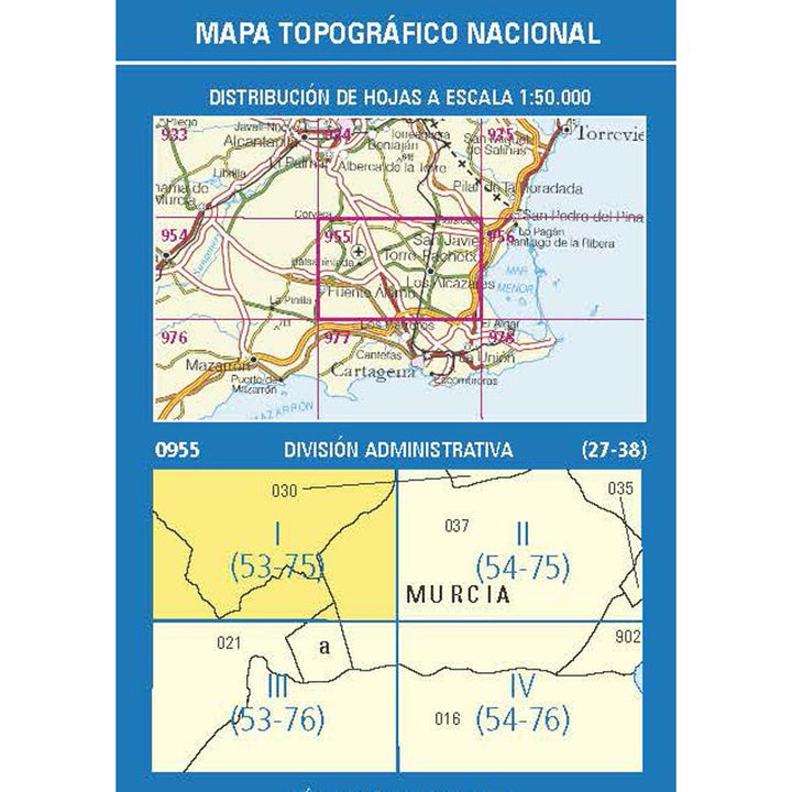 Carte topographique de l'Espagne - Corvera, n° 0955.1 | CNIG - 1/25 000 carte pliée CNIG 