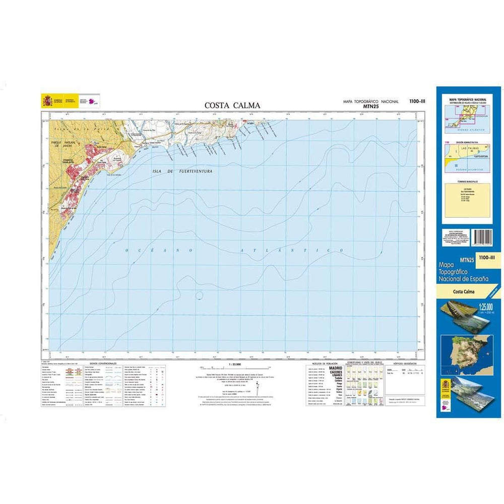 Carte topographique de l'Espagne - Costa Calma (Fuerteventura), n° 1100.3 | CNIG - 1/25 000 carte pliée CNIG 