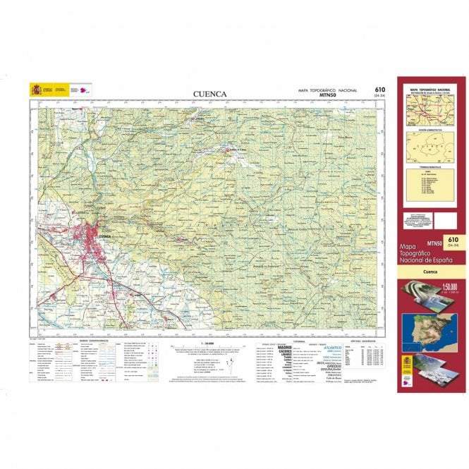 Carte topographique de l'Espagne - Cuenca, n° 610, n° 0610 | CNIG - 1/50 000 carte pliée CNIG 