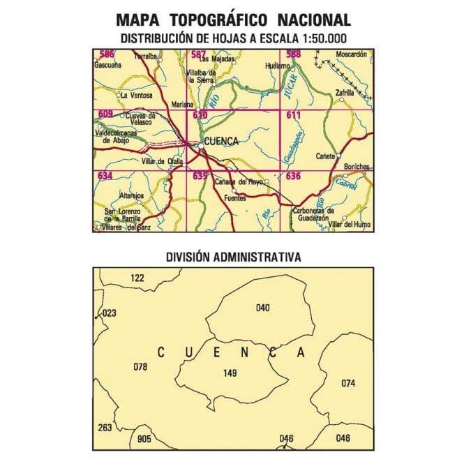 Carte topographique de l'Espagne - Cuenca, n° 610, n° 0610 | CNIG - 1/50 000 carte pliée CNIG 